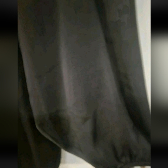 Express Black Button Front Blouse Women’s Large Long Sleeve Pleated V Neck Top - Picture 3 of 8